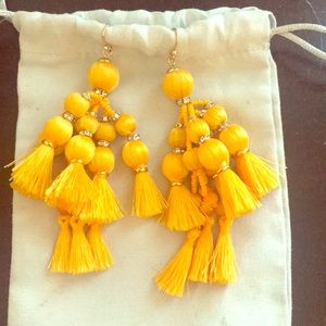 Yellow Kate Spade tassel earrings
